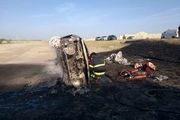 مرگ دلخراش راننده آریسان در آتش‌سوزی جاده جاسک