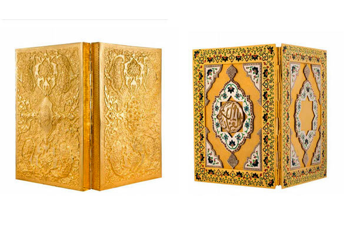 کتابت متفاوت قرآن کریم با نخ و سوزن/ عکس