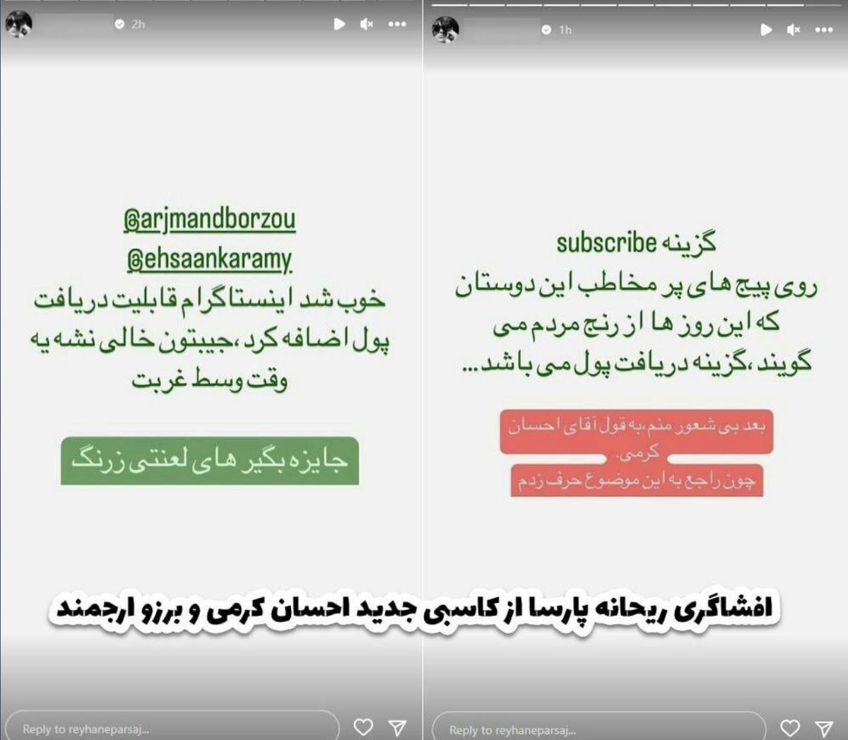 افشاگری ریحانه پارسا از کسب درآمد سلبریتی ها از اغتشاشات!