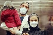 سلفی آسانسوری امیریل ارجمند و همسر بازیگرش